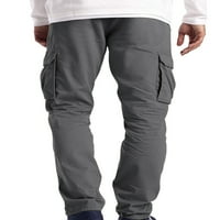 Abtel muns taktički pantske pantalone na pune boje casual teretna hlače Muška ugrađena jogger dna tamno siva l