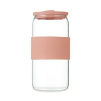 Ružičaste čaše za piće sa poklopcima i staklenim slamom - 16oz, u obliku staklenih čaša, čaše za pivo,