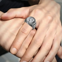 Prstenovi jednostavni europski i američki stil Rimsko carstvo Veliki prsten od nehrđajućeg čelika retro glava Trendi ručni nakit
