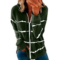 Ženska kapuljača Striped puni zip dugih rukava lagana dukserica jaknu kaput udobnog labavog obloge jakne