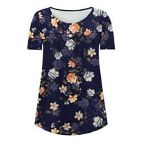 USMIXI Ženske košulje V-izrez s kratkim rukavima cvjetni print ljeto slatki vrhovi Vintage tipka Henley