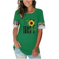 Proljetne odjeće za žene kratki rukav V-izrez Bluze i košulje za prodaju 4. srpnja 4. jula suncokret
