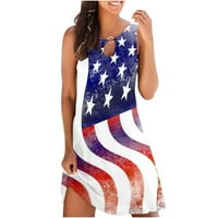 Ženska nezavisna dnevna odjeća Američka zastava Dress Sewress Neovisnosni dan Ispis Rezervoarska haljina posada bez rukava bez rukava XL XL