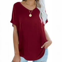 Ljetni vrhovi za žene za žene, trendi prevelicirani čvrsti boja seksi v majice za bluzi za vrat Ležerne