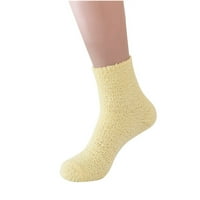 Aoujea ženske i zimske bombonske boje ženske čarape srednje cijevi čarape Coral baršunaste čarape Podne čarape Čvrsta boja toplo do 65% popusta