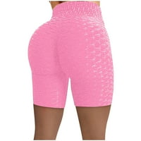 Ženske hlače Ležerne prilike Ležerne žene High Squik Hip Stretch Fitness Naborani vučnici Biker kratke hlače Capris Storys Pink 6