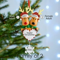 Baccoc ukrasi personalizirani obitelj Božić Xmas Tree Bauble Decoras Ornament El K Deer Porodica Božićno uređenje smeđe boje
