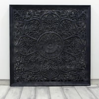 Decorlives Antikni crni cvjetni okvir Drvena zidna umjetnost za dom D? Cor, veliki zidni ukrasni viseći