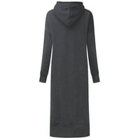Bacock dukseva Ženska zima topla kapuljača kapuljača vrećica za rukarke dugi haljina dugačka dugačka dugačka košulja za žene tamno siva s