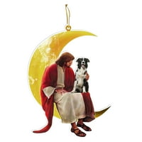 Kuluzego Božićne životinje koje sjede na Mjesečevim privjeskom, božićni ukrasi na otvorenom Drveni božićni