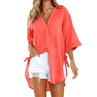 Žene labave košulje Ljeto Jednostavni vrhovi Bluza od pune boje Casual V izrez Soft Majica s kratkom