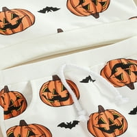 TODDLER Baby Boy Girl Halloween odjeća Dječja duksevi za ispis bundeve vrhovi i hlače padaju zimske dukseve odjeće