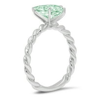 2ct srce zeleni simulirani dijamant 18k bijelo zlato graviranje izjava bridalna godišnjica angažman