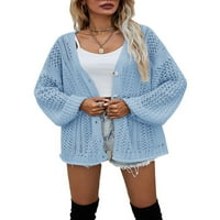 Ženski dugi rukav otvoren prednji pleteni kardigan džemper prema dolje Chunky kaput za odjeću