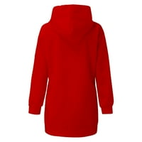 Ženske haljine jesenski božićni ispisani duksevi Dugi rukav Ležerne duksere haljina s džepovima crvena_ xxl