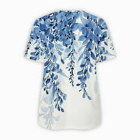 Dyegold Ljetni vrhovi za žene Trendy, Ženski vrhovi i bluze Boja blok cvjetni print Zip majice TEE V