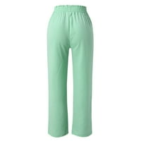 Žene Casual Solid Hlače široke noge visoko elastične struke Palazzo pantalone sa džepom Žene casual pantalone zelene l