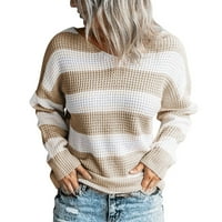 Dukseri za žene Crew Crt Dugih rukava Blok pletene džemper Ležerne prilike pulover Jumper vrhovi