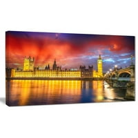 Dizajnerska umjetnost 'Sunset Pogled na londonski skyline' fotografski otisak na zamotanom platnu