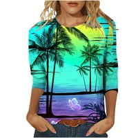 Havajske majice za žene Ljeto tropsko plaže Print Crew rukav za vrat Dressy Bluzes
