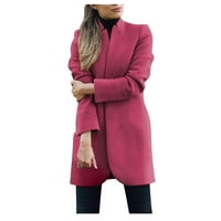 DRPGunly zimski kaputi za žene, dlakavi s dugim rukavima otvorenog prednjeg prednjeg dijela čvrstog kaputa dugi kaput za žene, plus veličine kardigan vruće ružičaste m