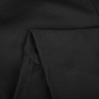 CETHRIO Ljetna casual haljina - modna seksi ležerna stražnjica V-izrez Čvrsta zavoj dugačka haljina crna
