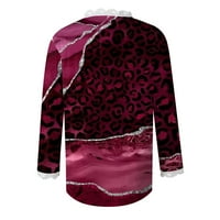 Gotyou Cardigan za žene Jesen Otvoreni prednji kaput s dugim rukavima, Ležerni ispis Ženski čestici Cardigan džemperi crveni XL