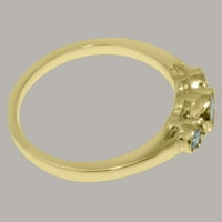 Britanska izrađena kruta 14k žuti zlatni prirodni akvamarinski ženski prsten - Veličine opcije - Veličina