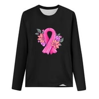 Dnevna majica s rakom dojke za žene, ženska ružičasta grafička majica za srce casual crewneck dugi rukav