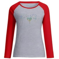 Prinxy ženske košulje Dukseri za žene Crewneck Dugi rukav ženski vrhovi Y2K Odjeća Tunic vrhovi Raglan Heart Grafički pulover Ležerne majice za žene Grey XXL