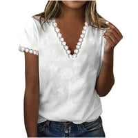 Odjetni ponude Žene Čipke TRIM V Majice Slobodnoj boji Slatka boja Skraćena rukav Ljetna bluza Bluza