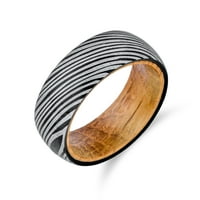 Matte crna bend Prirodni oliver drveni obloge titanijumski vjenčani prstenovi
