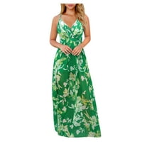 Baberdicy boemska haljina za žene, ženske cvjetne haljine dugi maxi sandress backless boho večernja večernja ženska haljina zelena l2