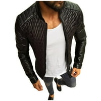 SHPWFBE jakne za muškarce motocikl bomber jakna casual kožna sakupljač sa zatvaračem sa džepom