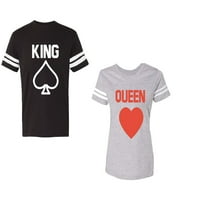 Kralj kraljica Poker Unise Par koji odgovara pamučnom dresu u obliku majica za kontrastne pruge na rukavima