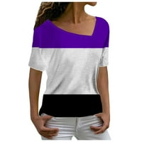 Ženske košulje Ženska modna ležerna temperamenta V-izrez Labavi geometrijski print Majica kratkih rukava