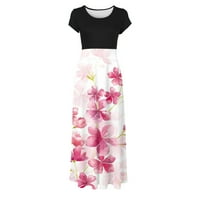 Ljetne haljine Aoujea plus Veličine Haljine za žene s cvjetnim printom Šarene ljetna haljina kratki