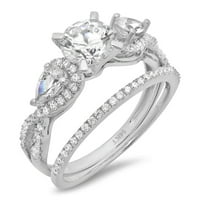 1. CT sjajan okrugli rezan originalni kultivirani dijamant si1-si J-k 18k bijeli zlatni angažman vjenčani mladenci dizajnerski prsten BW set veličine 5