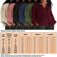 Colisha Dame Tee Solid Color Tops majica s dugim rukavima Comfy Dailywer V izrez Pulover Pink 3xl