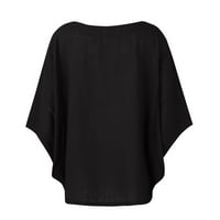 Crne ženske košulje Batwing kratki rukav Trendy Crew Crt Plus Veličina Žene Obucite kraljevske pamučne