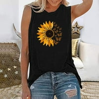 Ženske tenkove Ljeto majica bez rukava Cami Top Majica Sunflower Butterfly tiskani grafički tee bluze