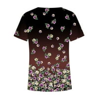 Odmor Majica Ženske majice Loose Fitting Flora Printing Ležerne prilike Elegantne Dressy Short rukave