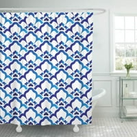 Šareni okean porculan indigo plava i bijela jednostavna keramička uzorka kupaonica za tuš