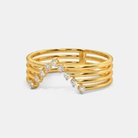 Indija Chic Brilliance: Dijamantni prsten Anemone Chevron u 18KT žutom zlatu