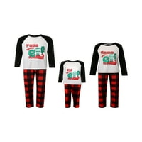 Calsunbaby Christmas Family Pijamas set za žene Muškarci Kids Pismo ELF Print Dugih rukava O-izrez Majica + Pleteni print pantalone