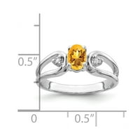 Čvrsta 14k bijelo zlato 6x ovalni citrinski žuti studeni Gemstone Diamond Angažman prsten veličine 6