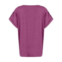 Ljetne vruće košulje za ženske ljetne modne ležerne pune boje V izrez Losobojni pamučni majica kratkih
