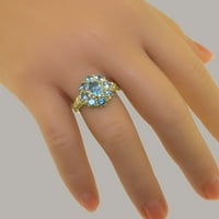 Britanci napravio 18k žuto zlato prirodno plavo topaz ženski prsten izjave - veličine opcije - veličine