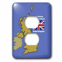 3Droza karta i zastava Velike Britanije sa Velikom Britanijom i Sjeverna Irska - Priključak za utikač