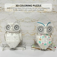 OWL 3D bojanje za slagalice za djecu DIY Art and Craft s obojenim markerima olovke -Kreativne puzle